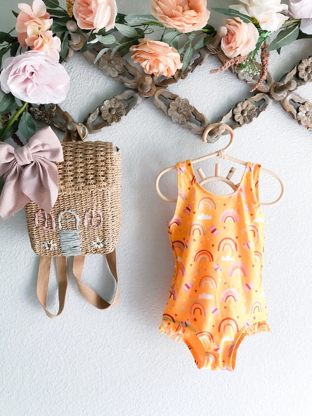 NWT Golden Rainbow Be Kind Scoop Back Frill Trim Swimsuit 3/4T